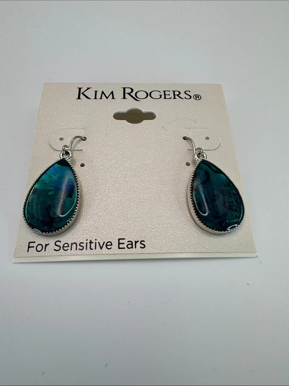Kim Rogers Teardrop Dangle Earrings in Deep Teal and Aqua